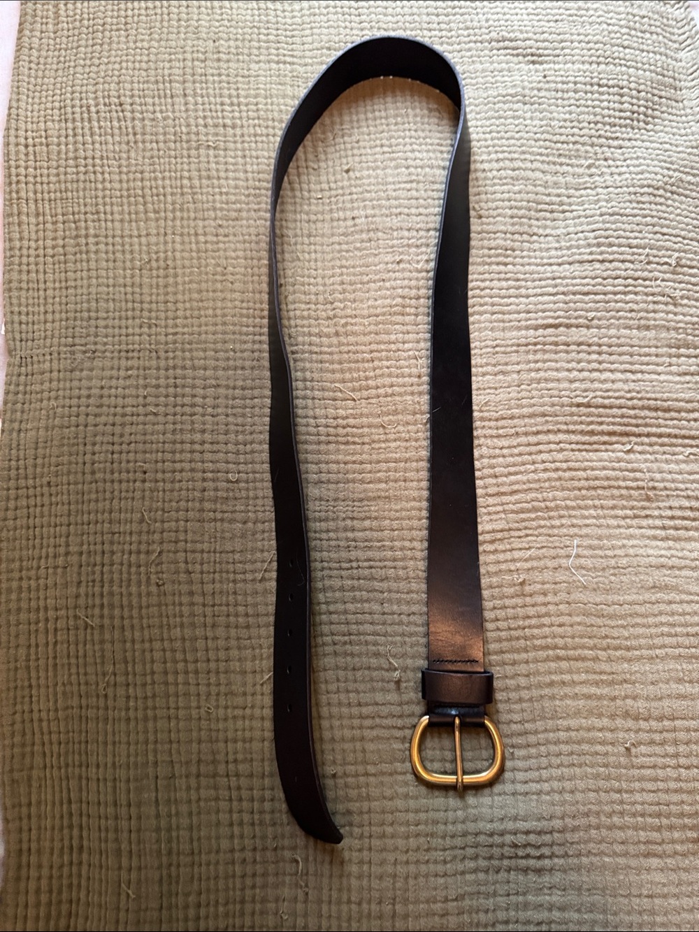 Banana Republic Black Leather Belt with Rounded Gold Buckle